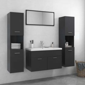 Bathroom Furniture Set Gray Engineered Wood